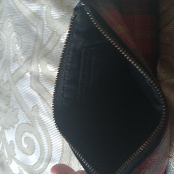 Coach Plaid Red, Black, Gold Print Wristlet or Wallet - Picture 4 of 6